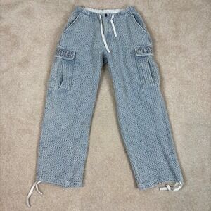 PLEASURES Mens Light Blue Waffle Knit Cargo Pants Size S